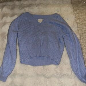 Women's Blue V-Neck Sweater